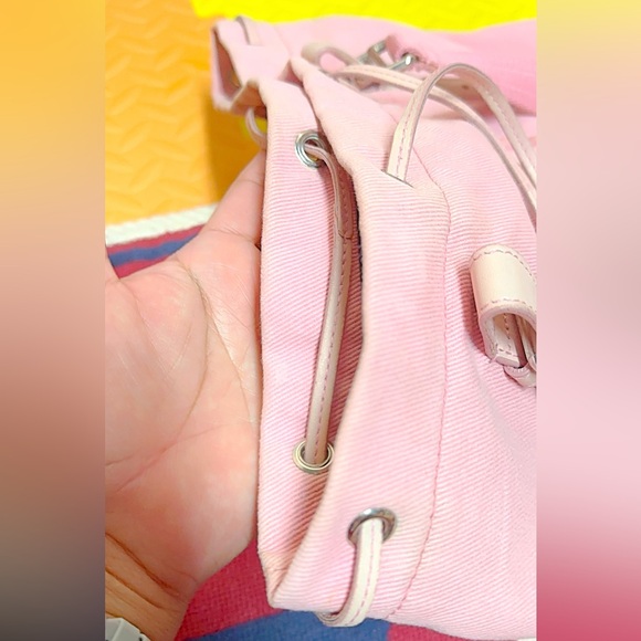 YSL Tote Bag handbag Shoulder bag Kahala Pink Canvas YSL logo drawstring pull - Picture 13 of 15